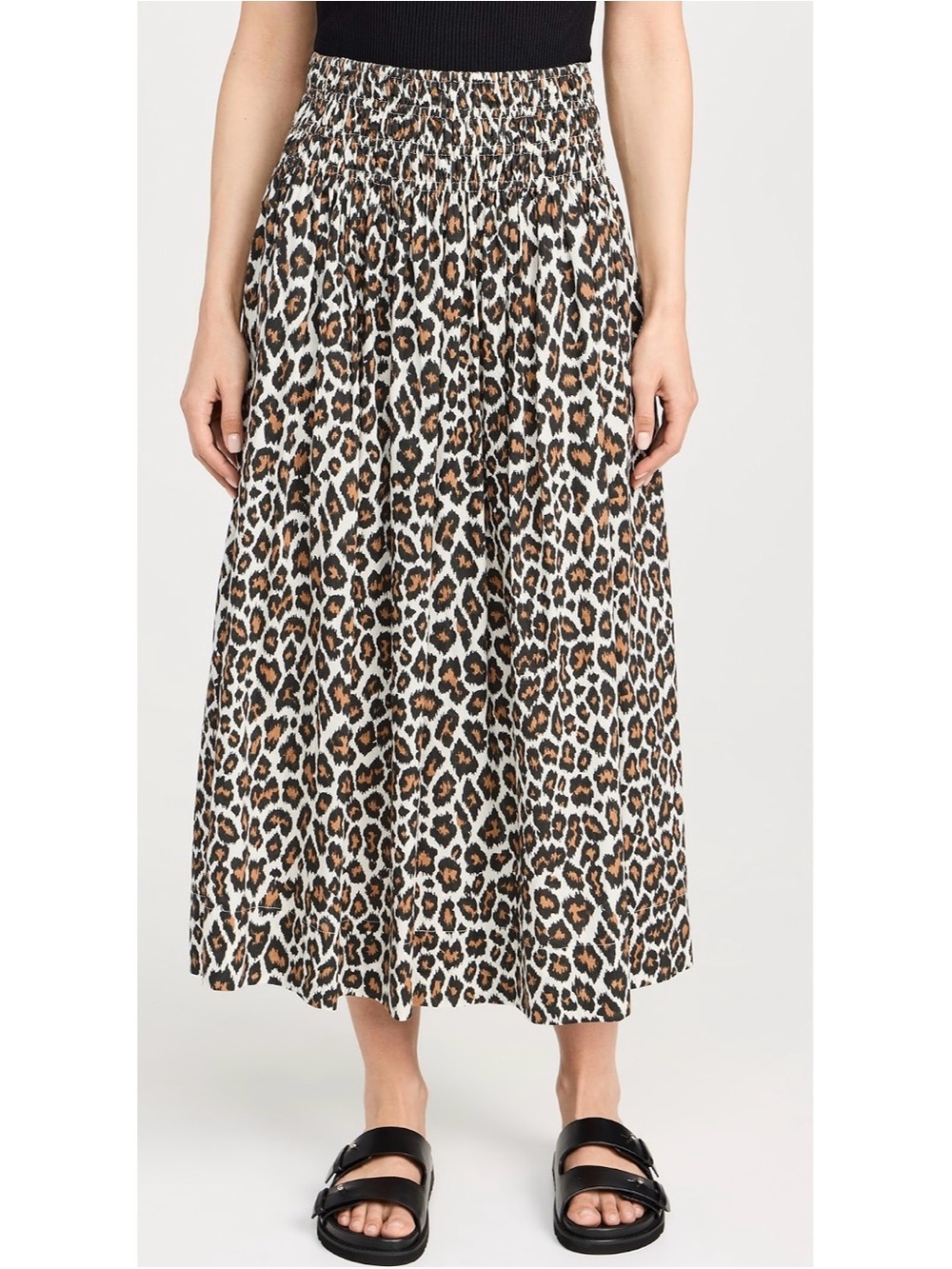 Leopard Print Midi Skirt - Brown/Black/White
